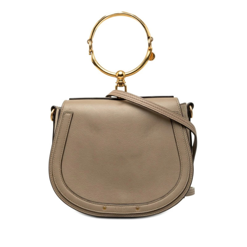 Chloe Nile Handbag Bracelet Bag Shoulder Beige Cream Leather Suede